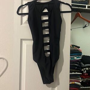 Never Worn Black Backless Cut Out Front Leotard - Size Small - NWOT